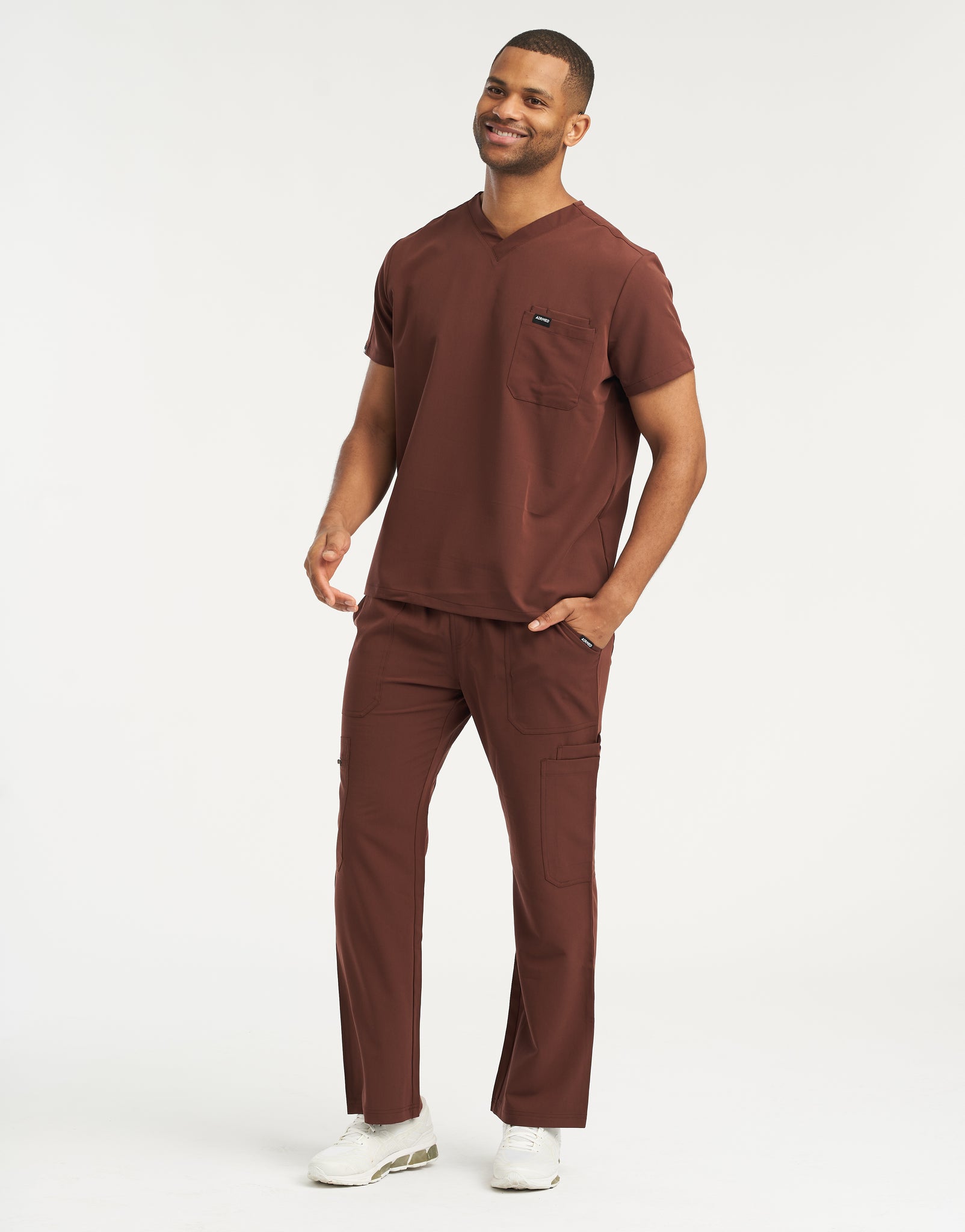 Essential V Neck Scrub Top - Cocoa