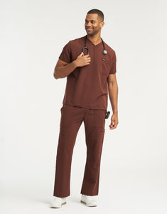 Essential V Neck Scrub Top - Cocoa