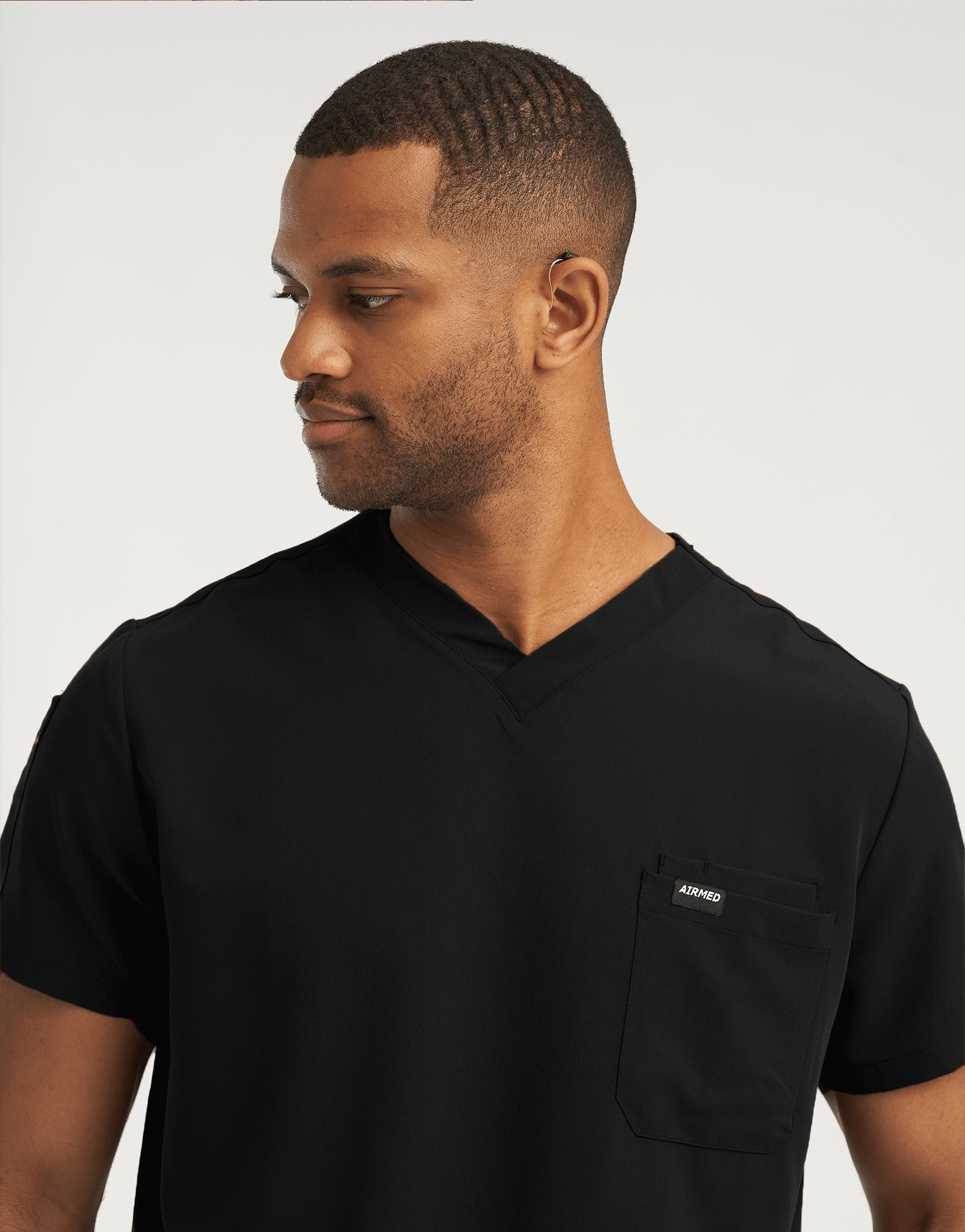 Essential V Neck Scrub Top - Black