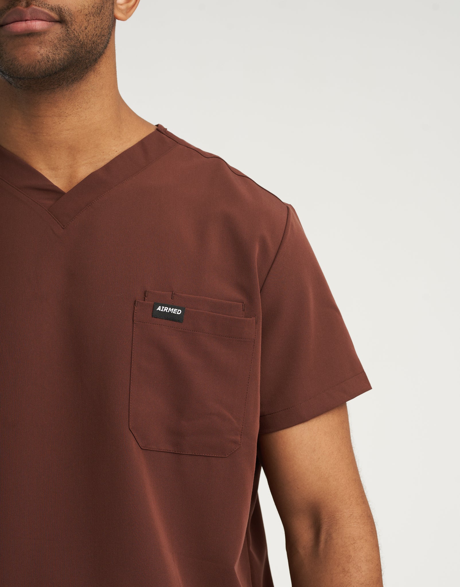 Essential V Neck Scrub Top - Cocoa