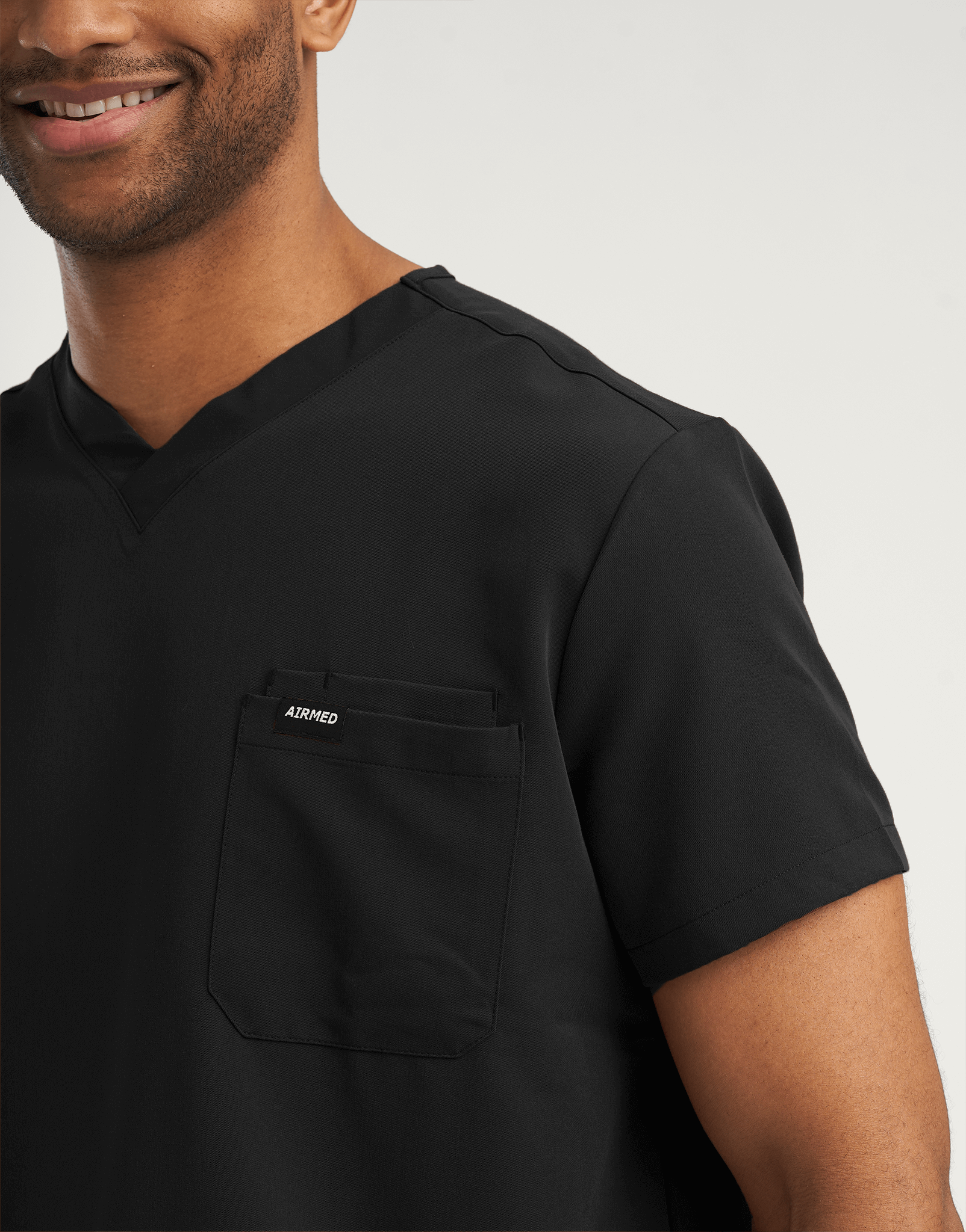 Essential V Neck Scrub Top - Black