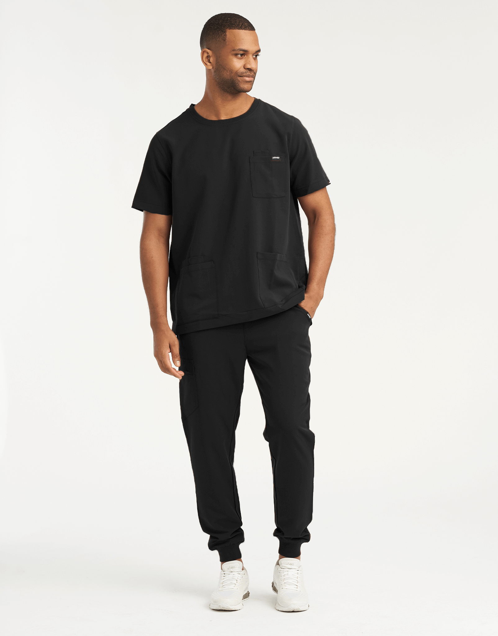 Essential Crewneck Scrub Top - Black