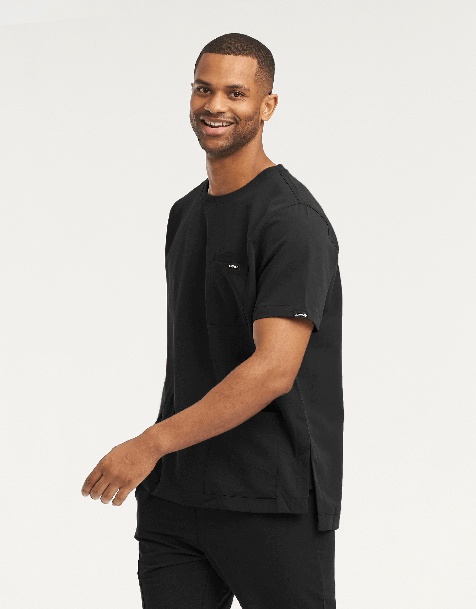 Essential Crewneck Scrub Top - Black
