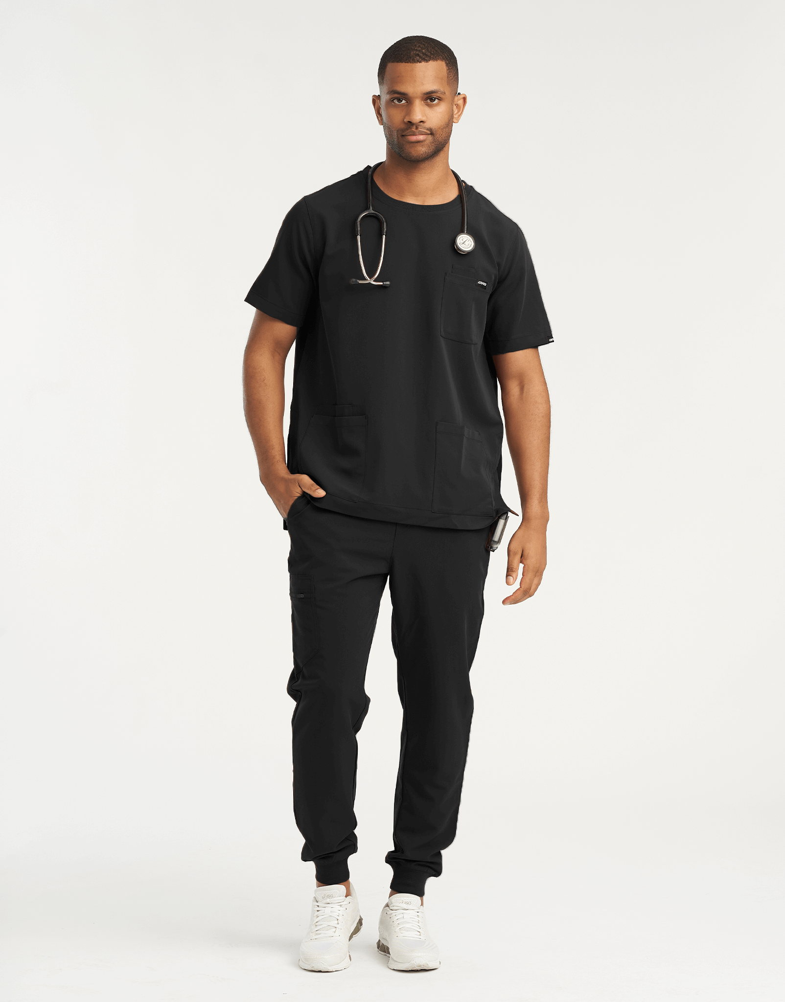 Essential Crewneck Scrub Top - Black