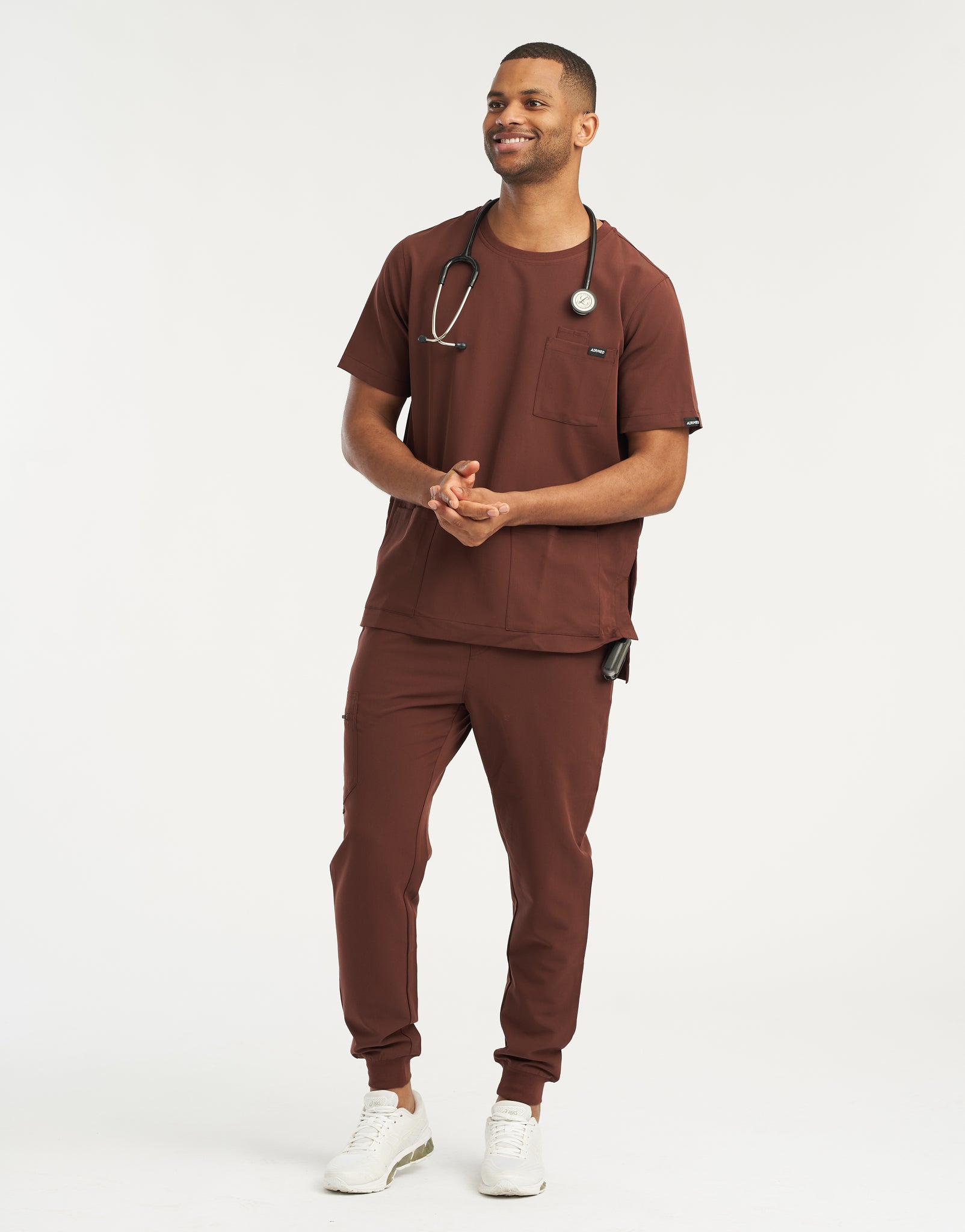 Essential Crewneck Scrub Top - Cocoa