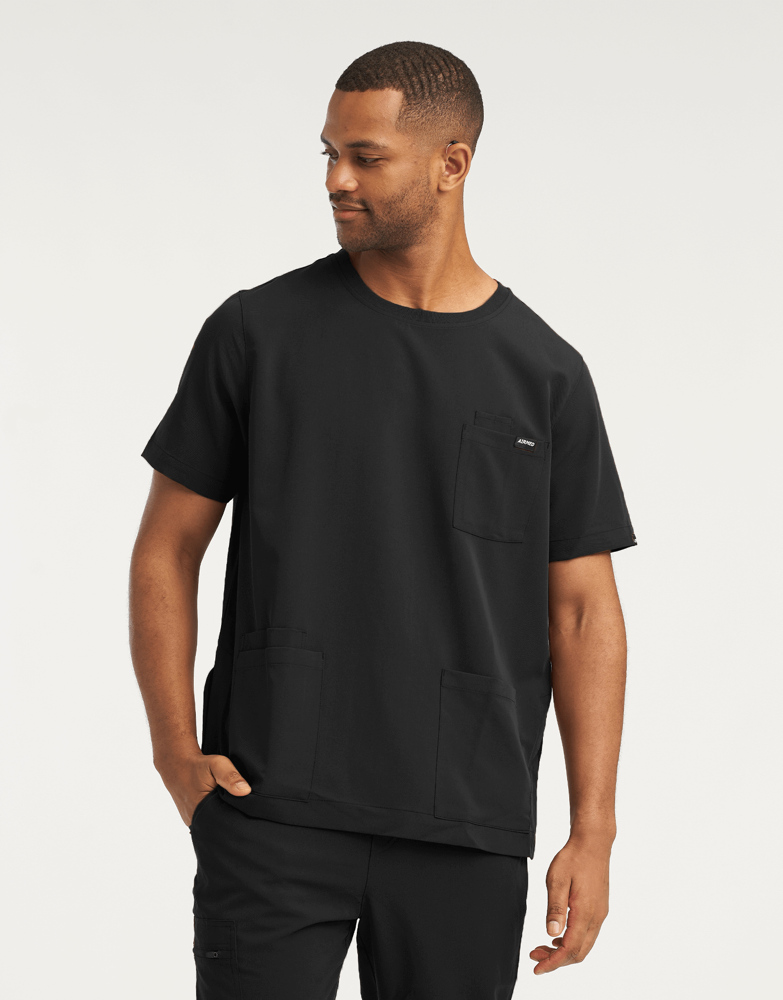 Essential Crewneck Scrub Top - Black
