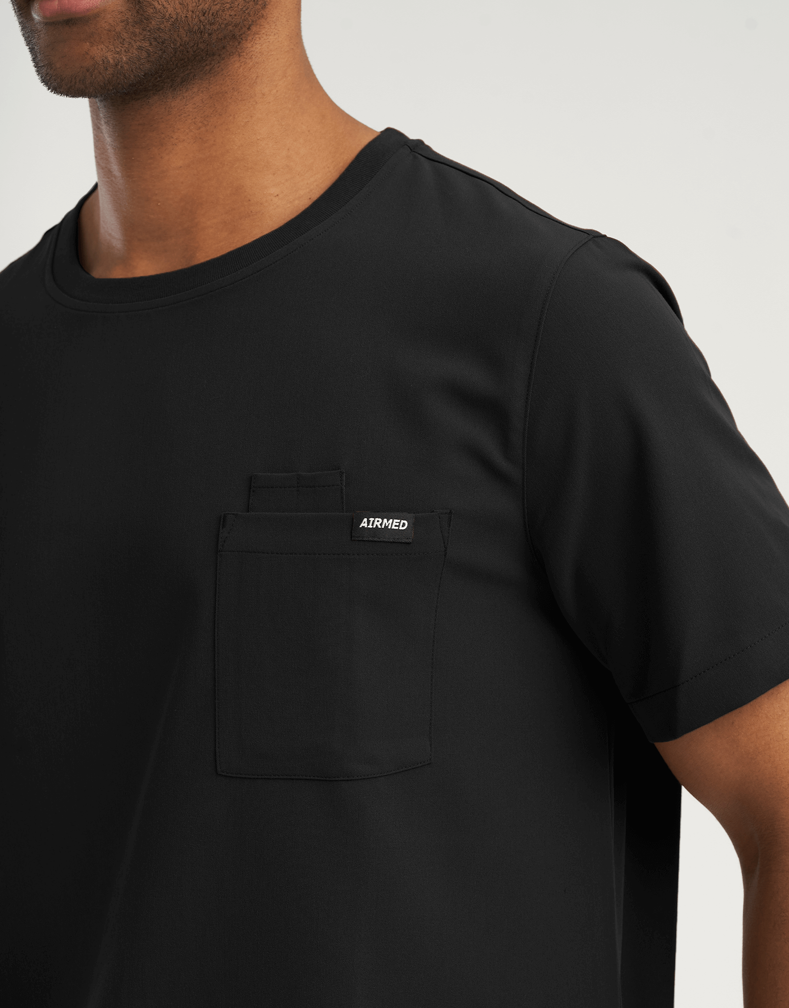 Essential Crewneck Scrub Top - Black