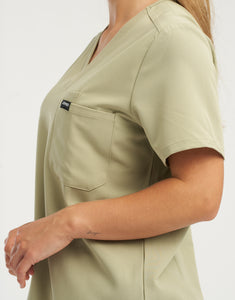 Essential One Pocket V Neck Scrub Top - Matcha