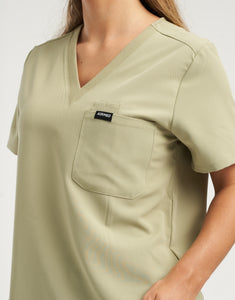 Essential One Pocket V Neck Scrub Top - Matcha