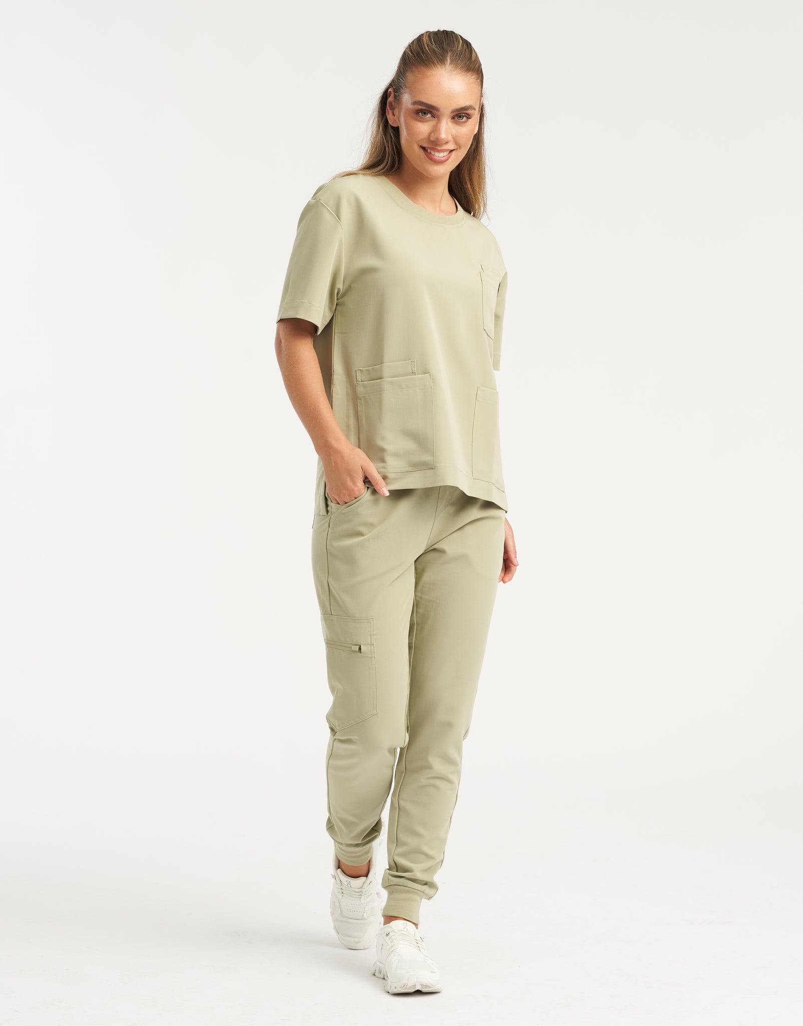 Essential Crewneck Scrub Top - Matcha