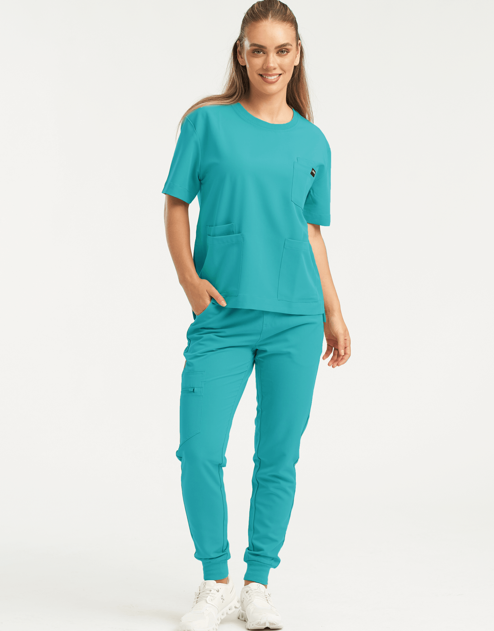 Essential Crewneck Scrub Top - Sydney Teal