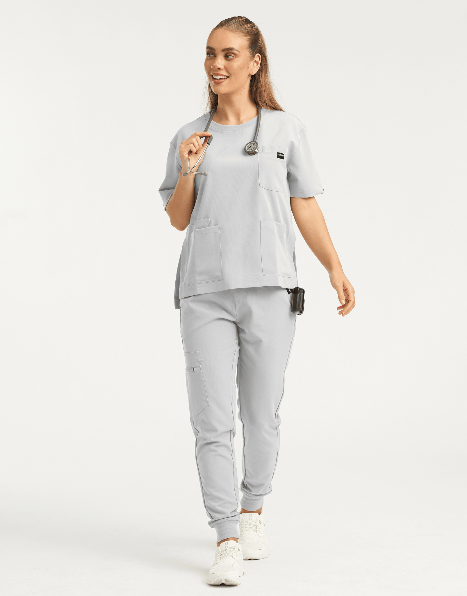 Essential Crewneck Scrub Top - Tail Light