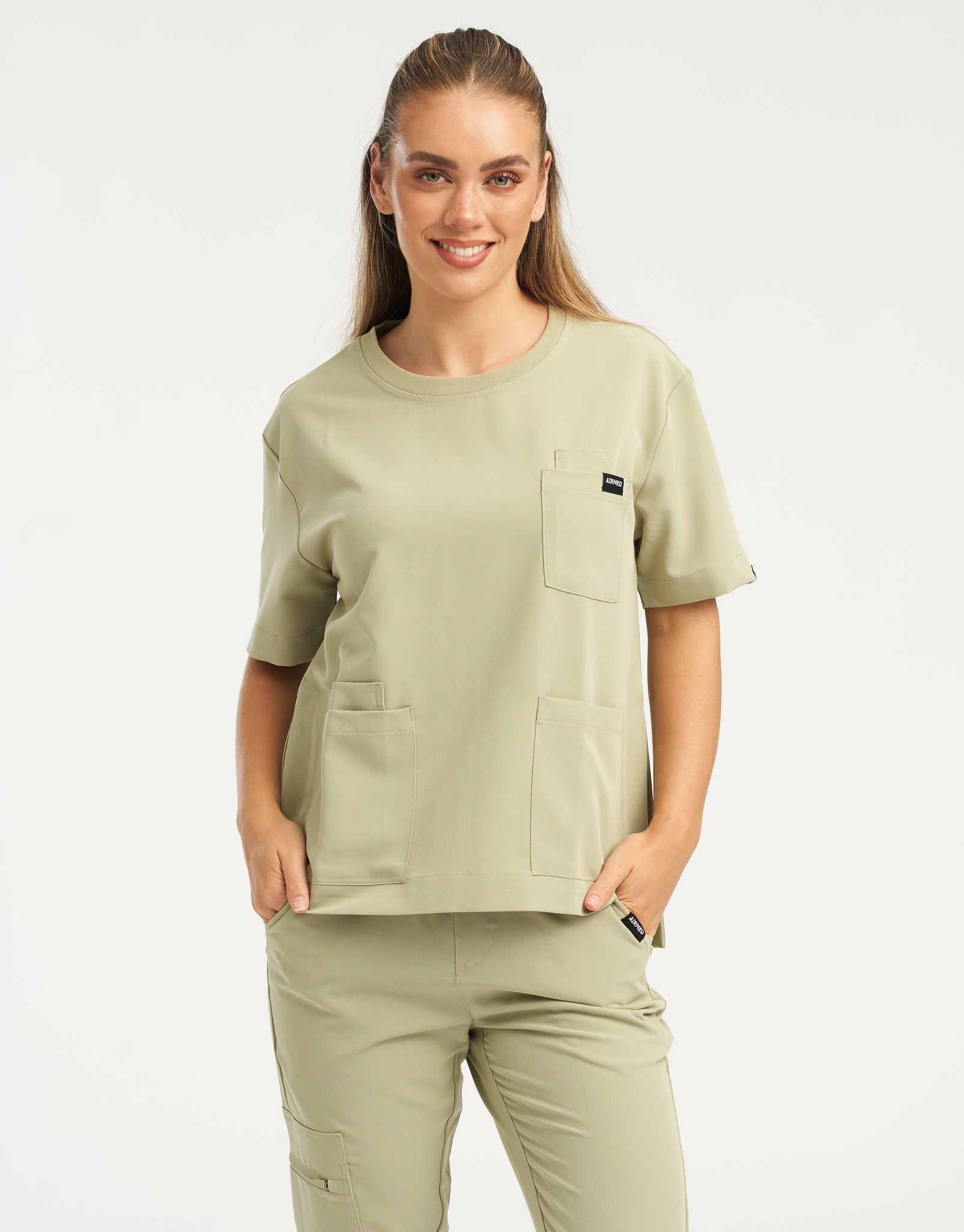 Essential Crewneck Scrub Top - Matcha