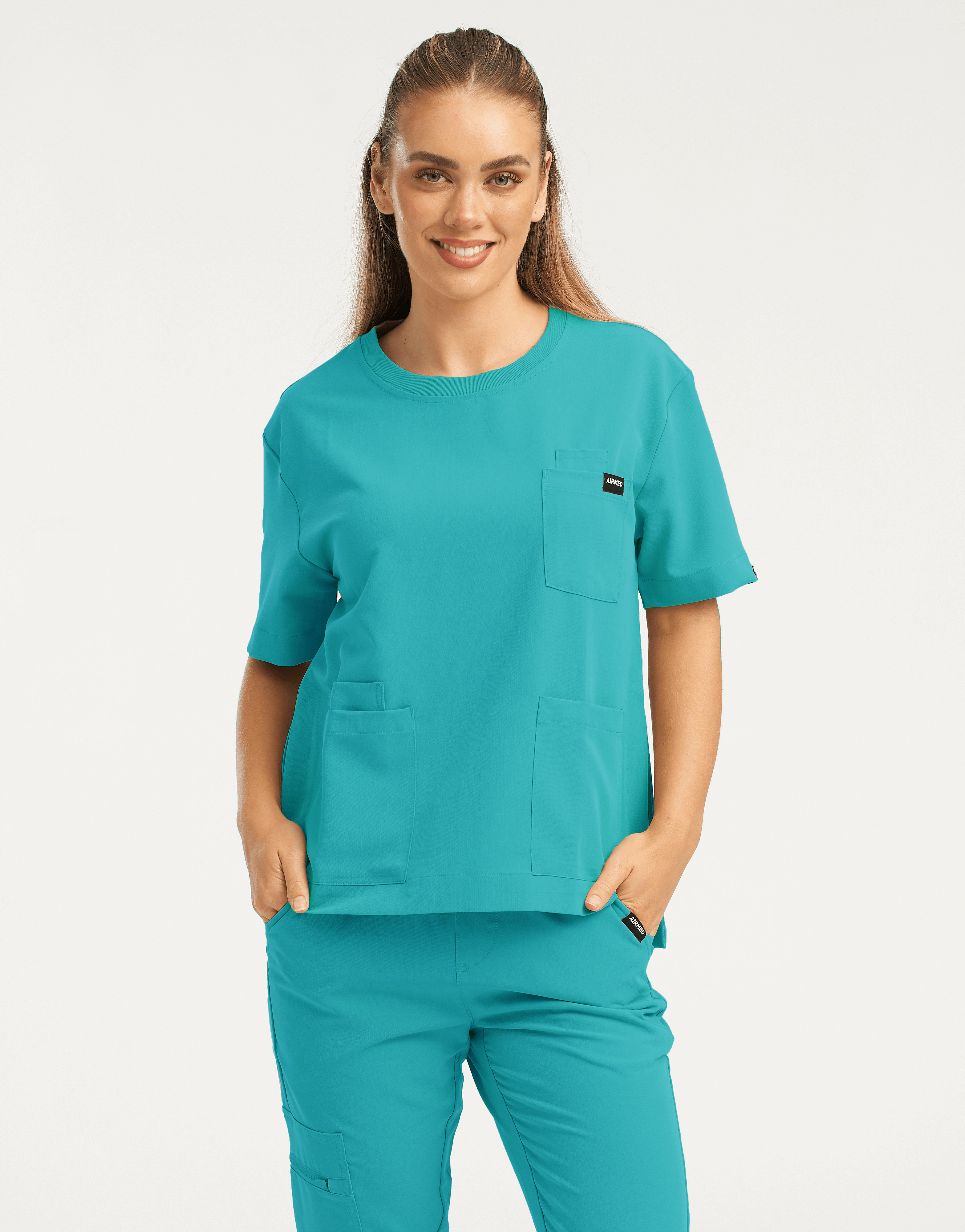 Essential Crewneck Scrub Top - Sydney Teal