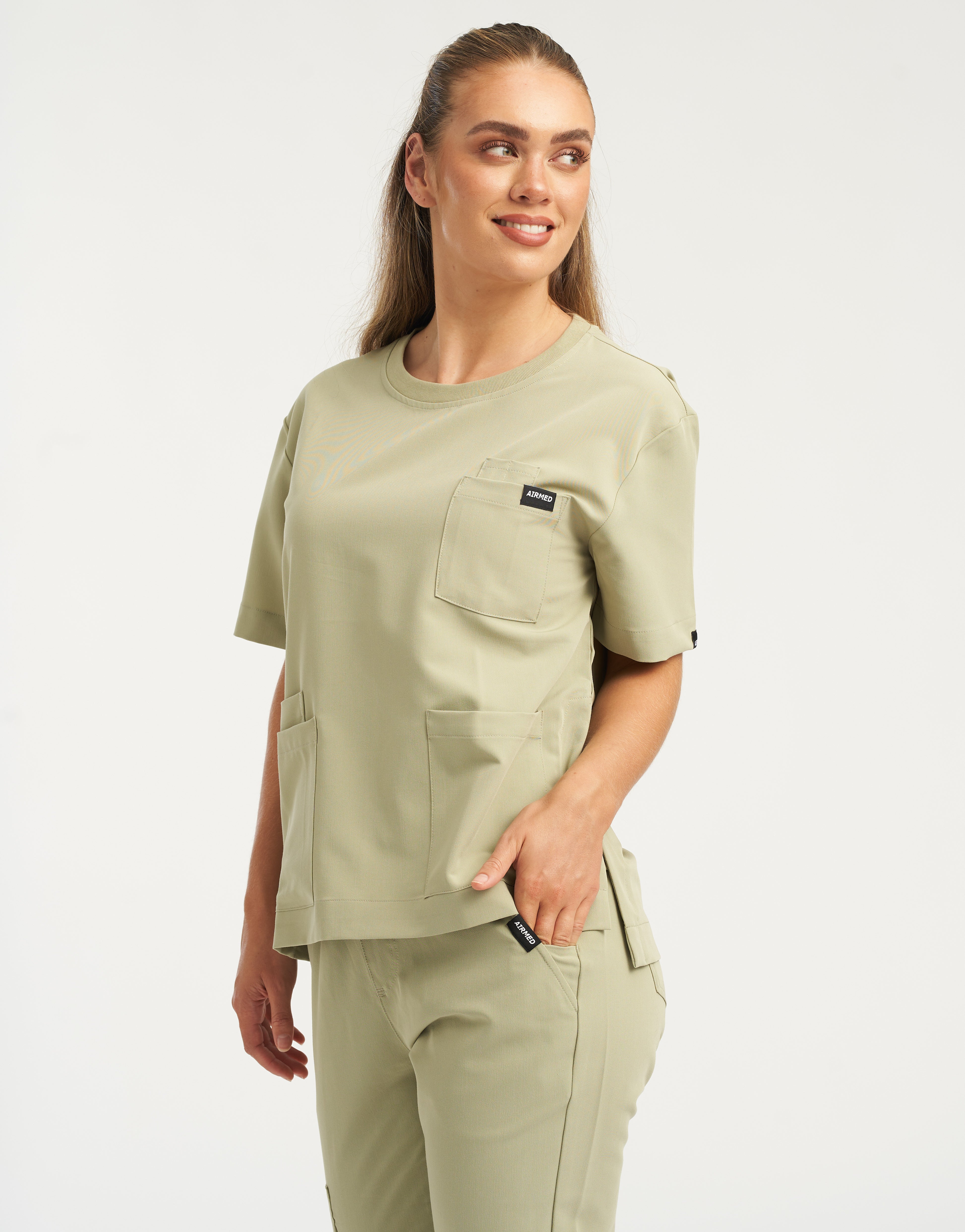 Essential Crewneck Scrub Top - Matcha