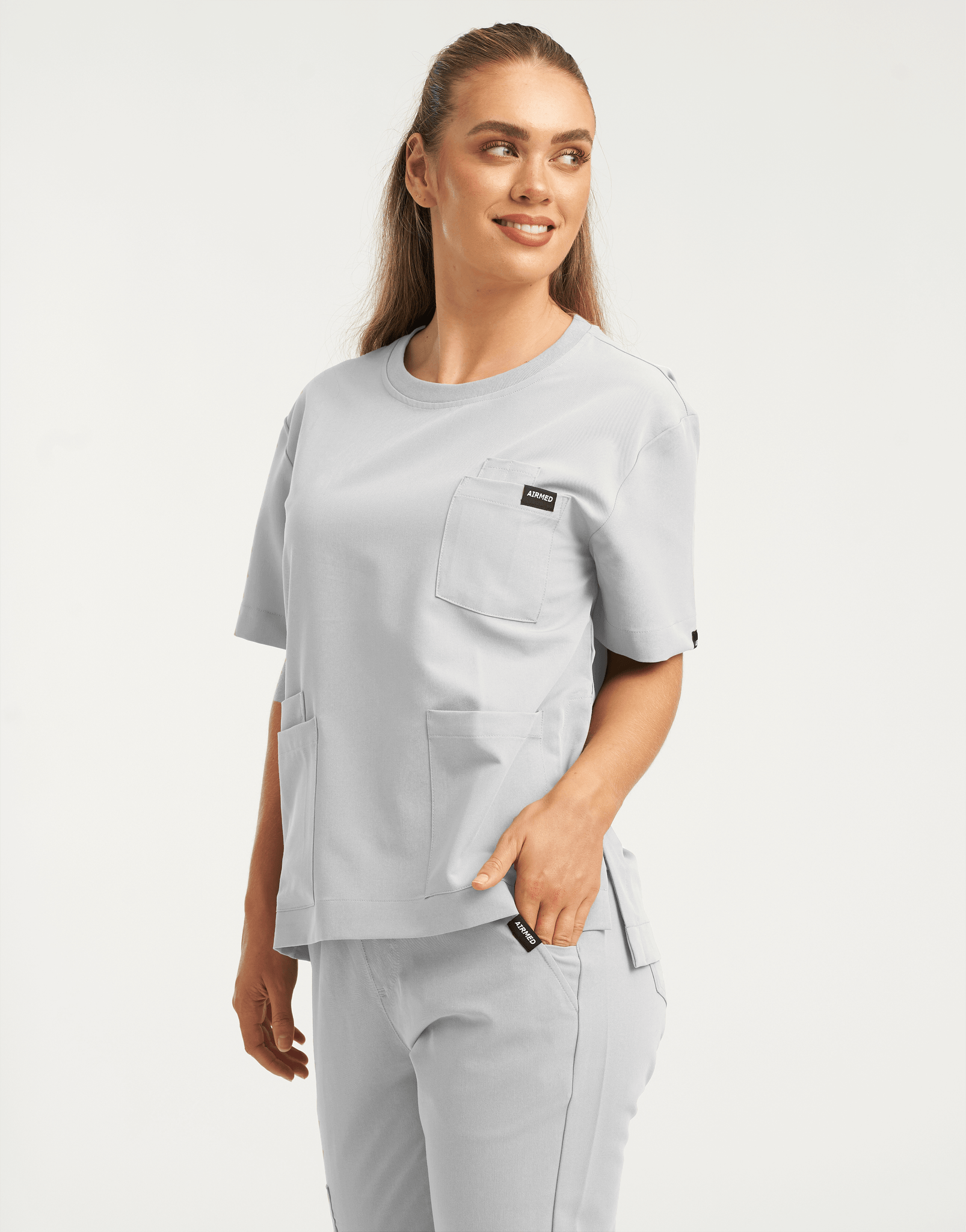 Essential Crewneck Scrub Top - Tail Light