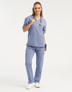 Essential V Neck Scrub Top - Nova Blue