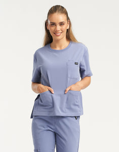 Essential Crewneck Scrub Top - Nova Blue