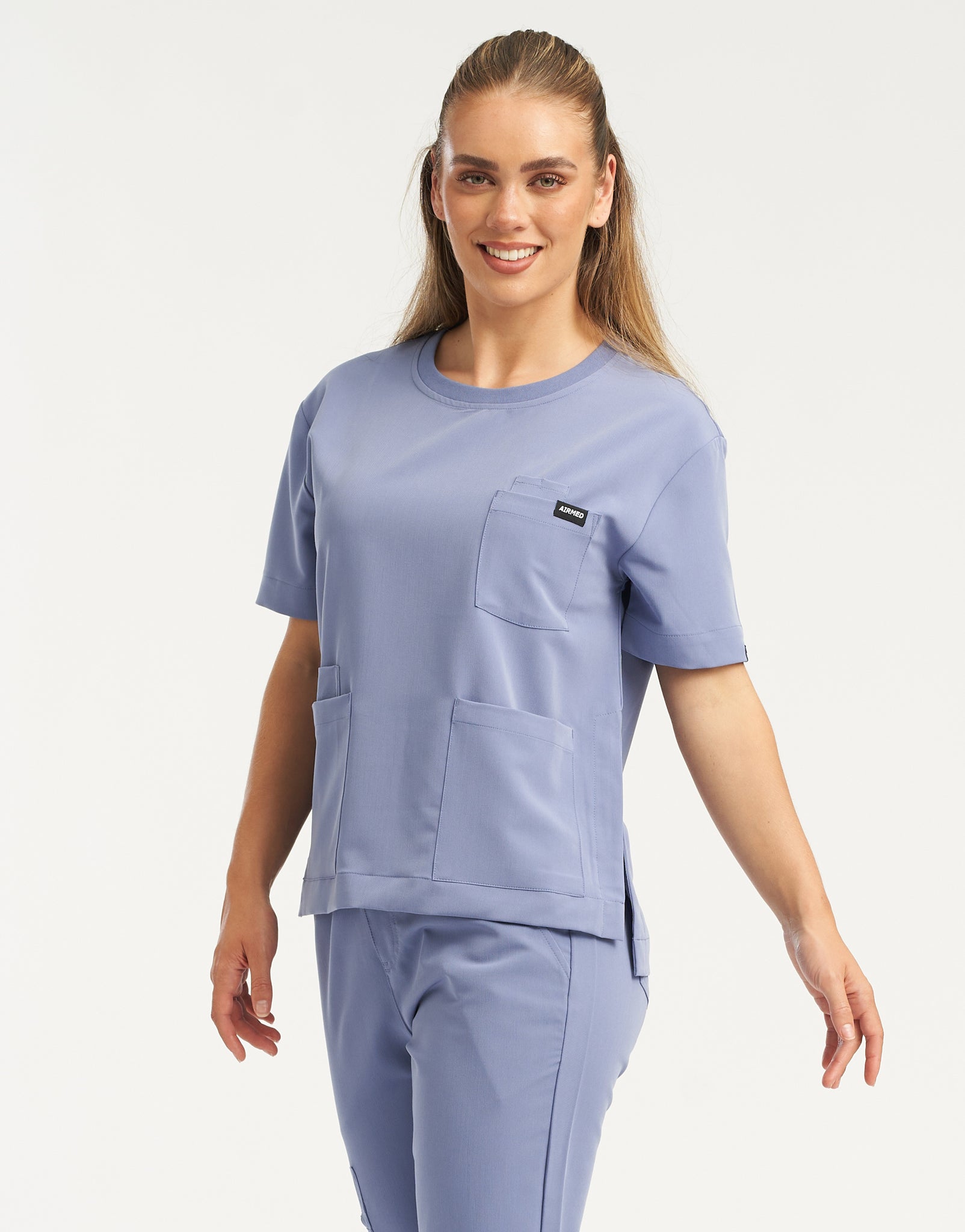 Essential Crewneck Scrub Top - Nova Blue