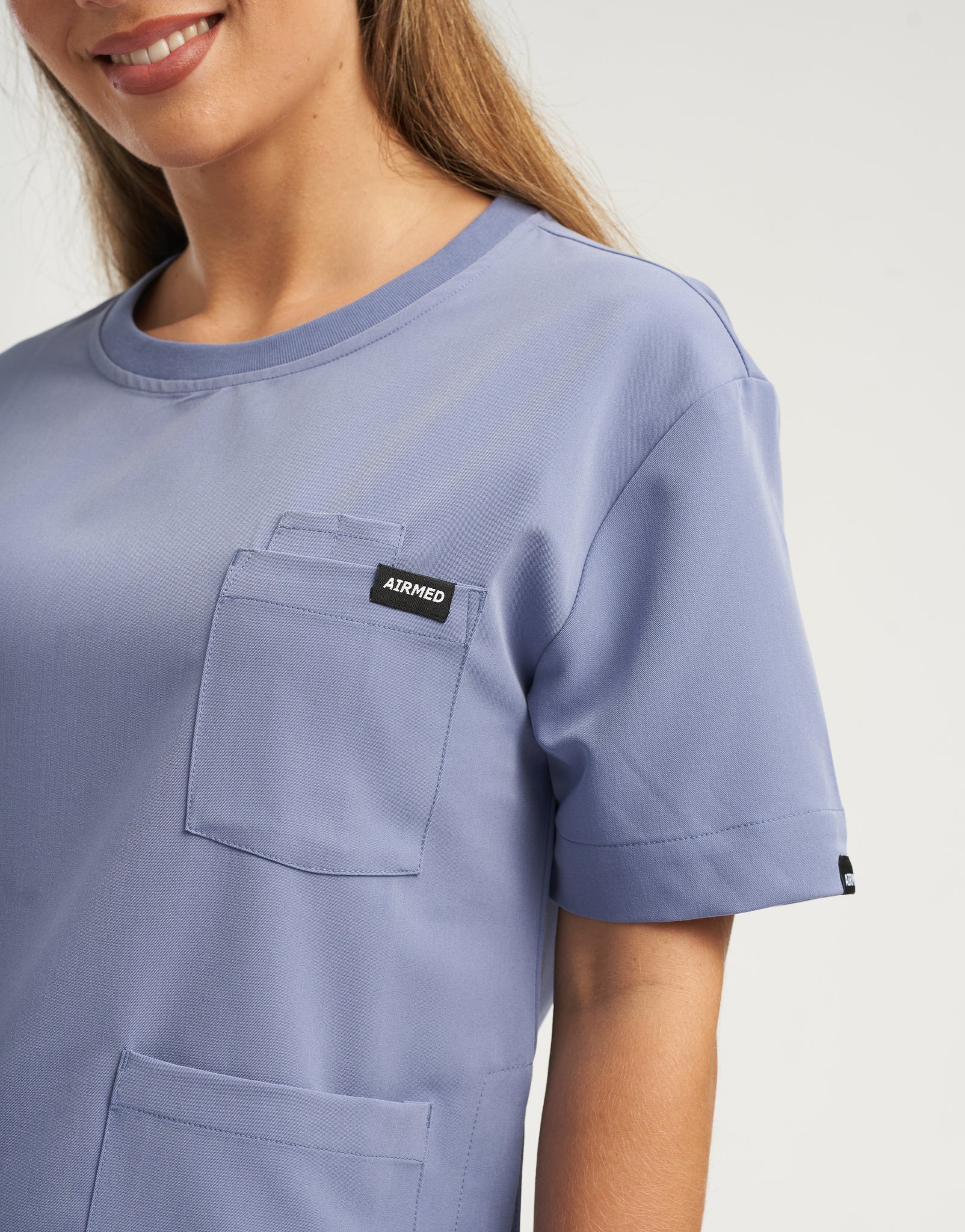 Essential Crewneck Scrub Top - Nova Blue