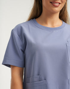 Essential Crewneck Scrub Top - Nova Blue