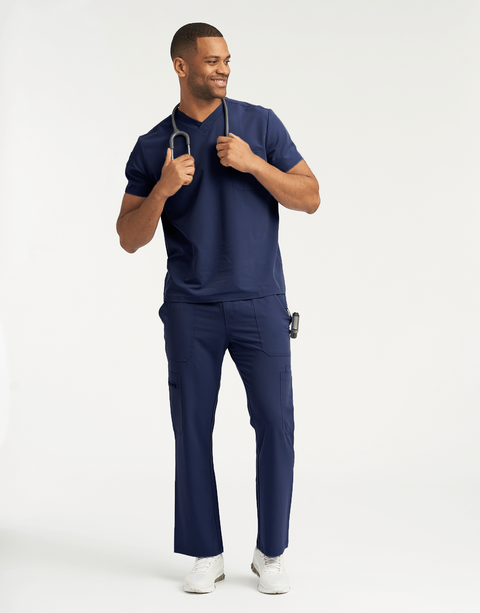 Essential V Neck Scrub Top - True Navy
