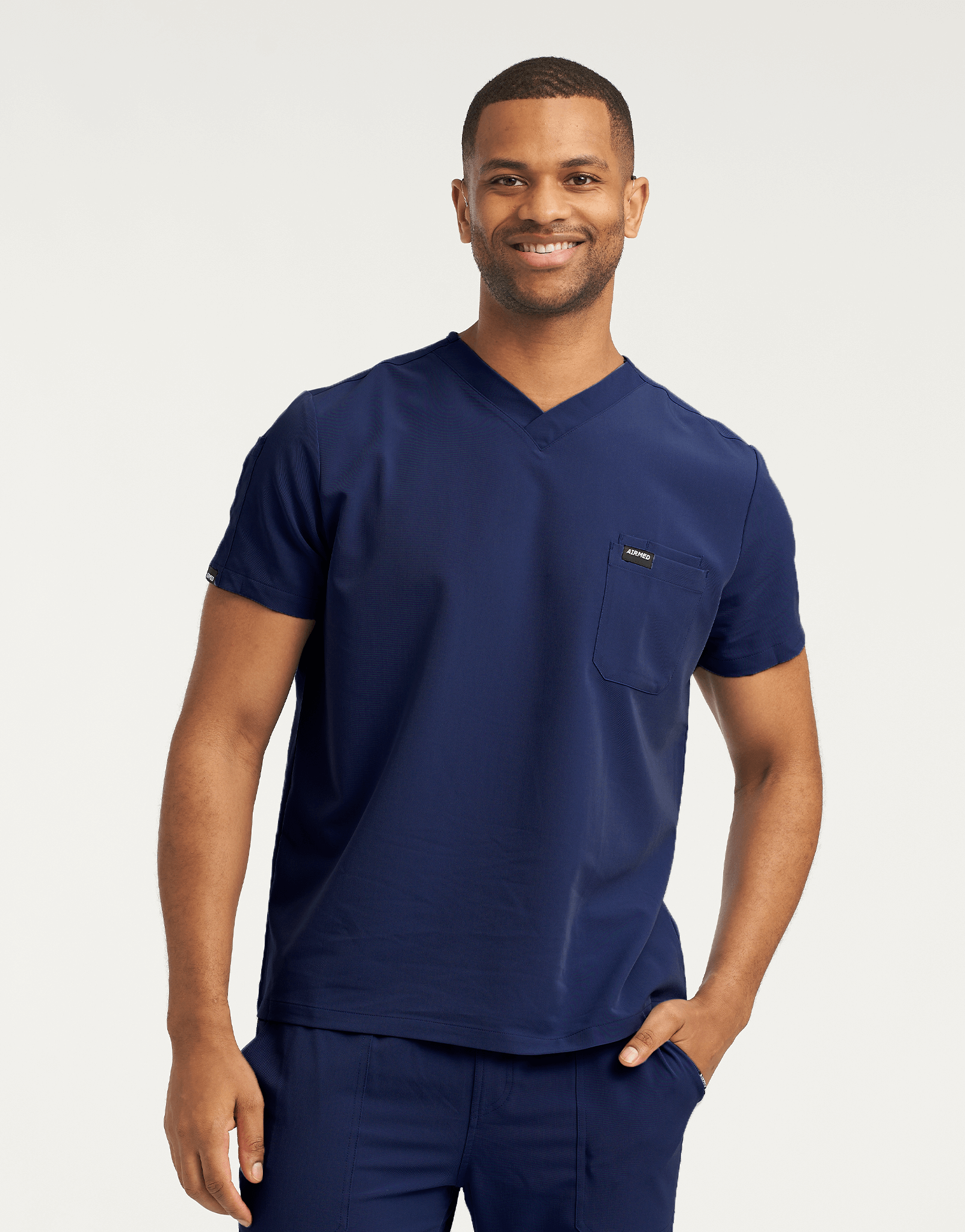 Essential V Neck Scrub Top - True Navy