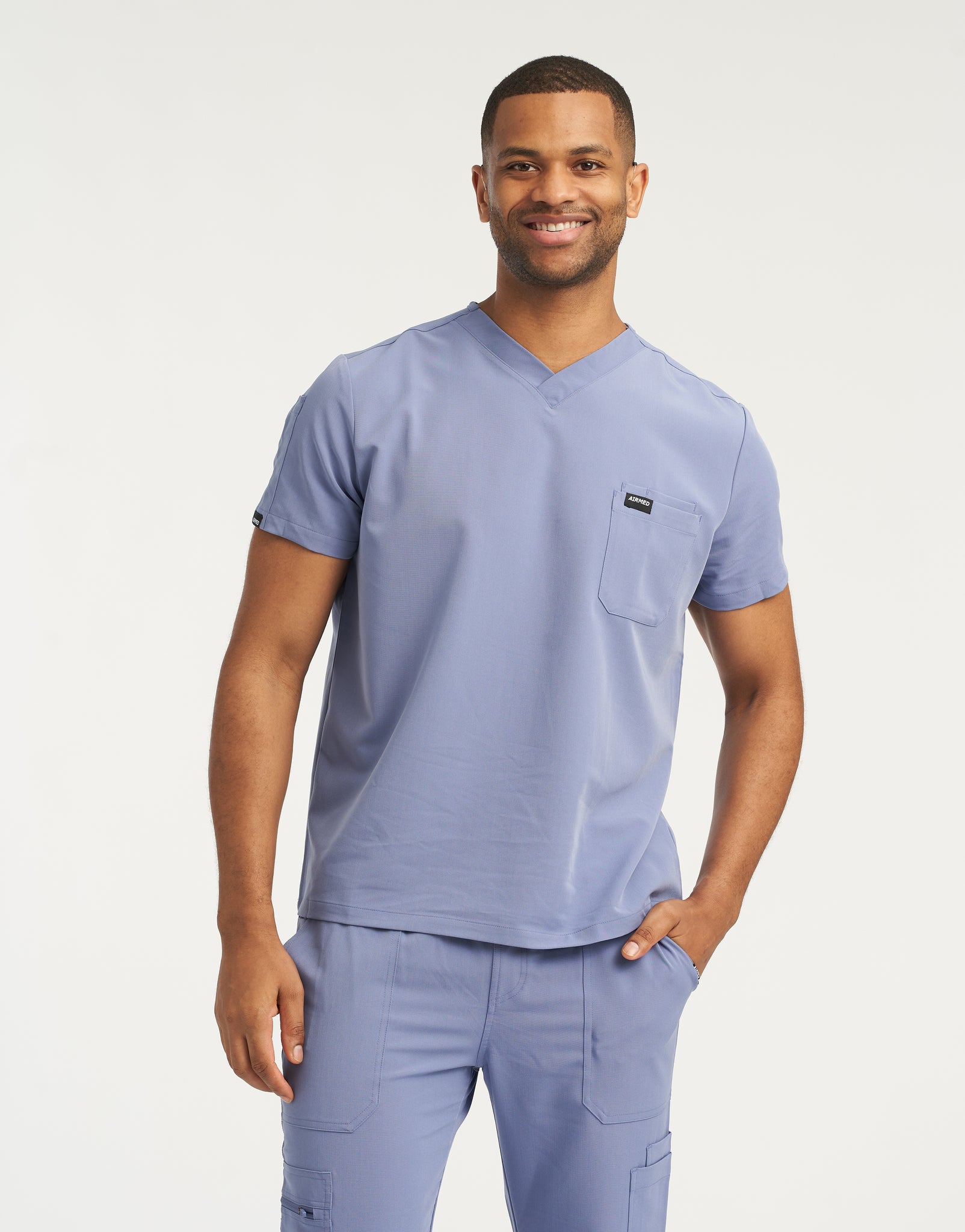 Essential V Neck Scrub Top - Nova Blue