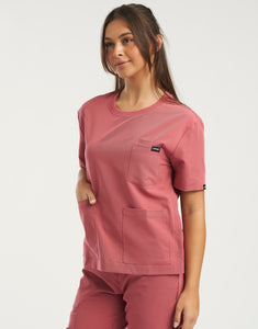 Essential Crewneck Scrub Top - Mauvewood