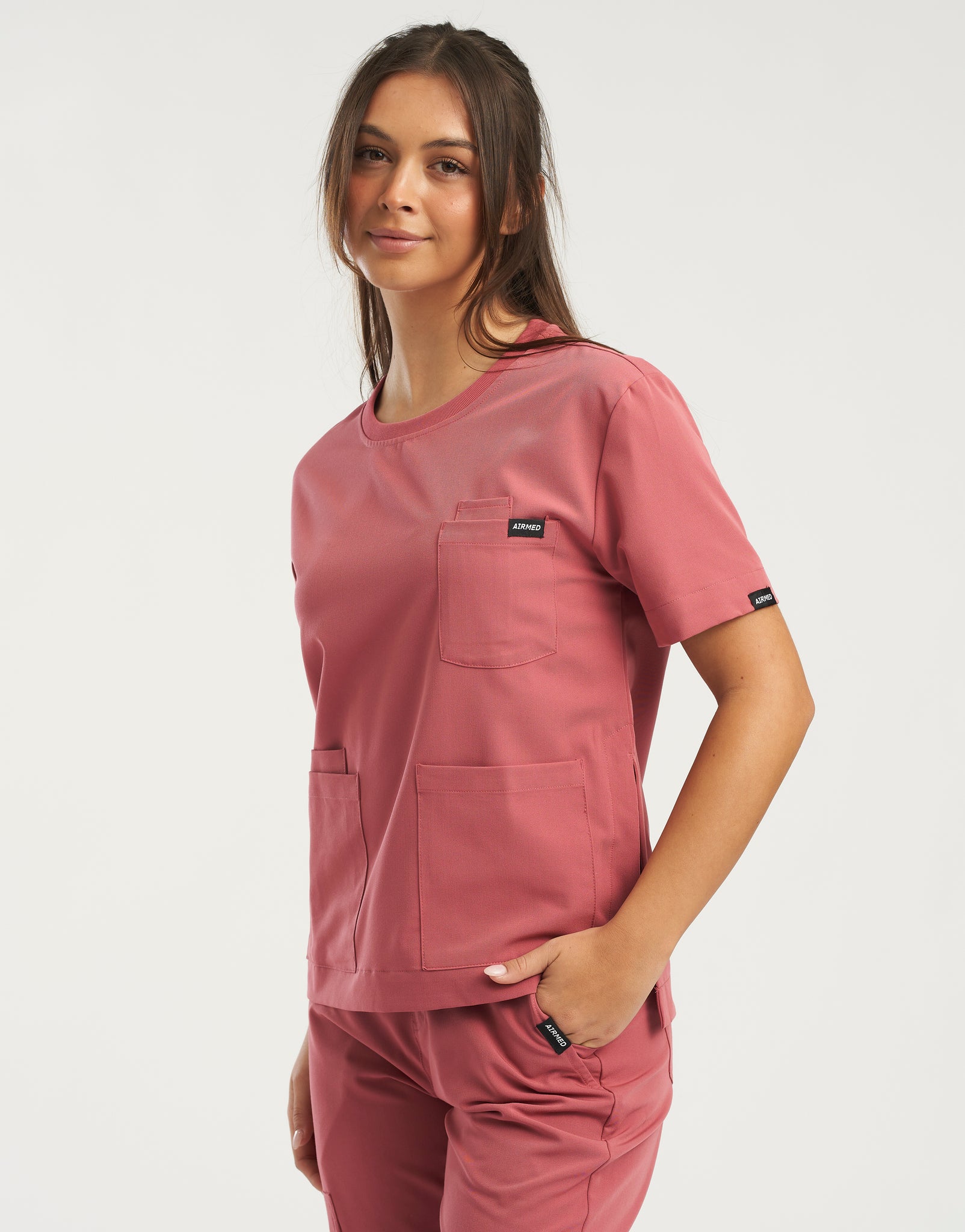 Essential Crewneck Scrub Top - Mauvewood