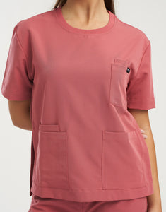 Essential Crewneck Scrub Top - Mauvewood