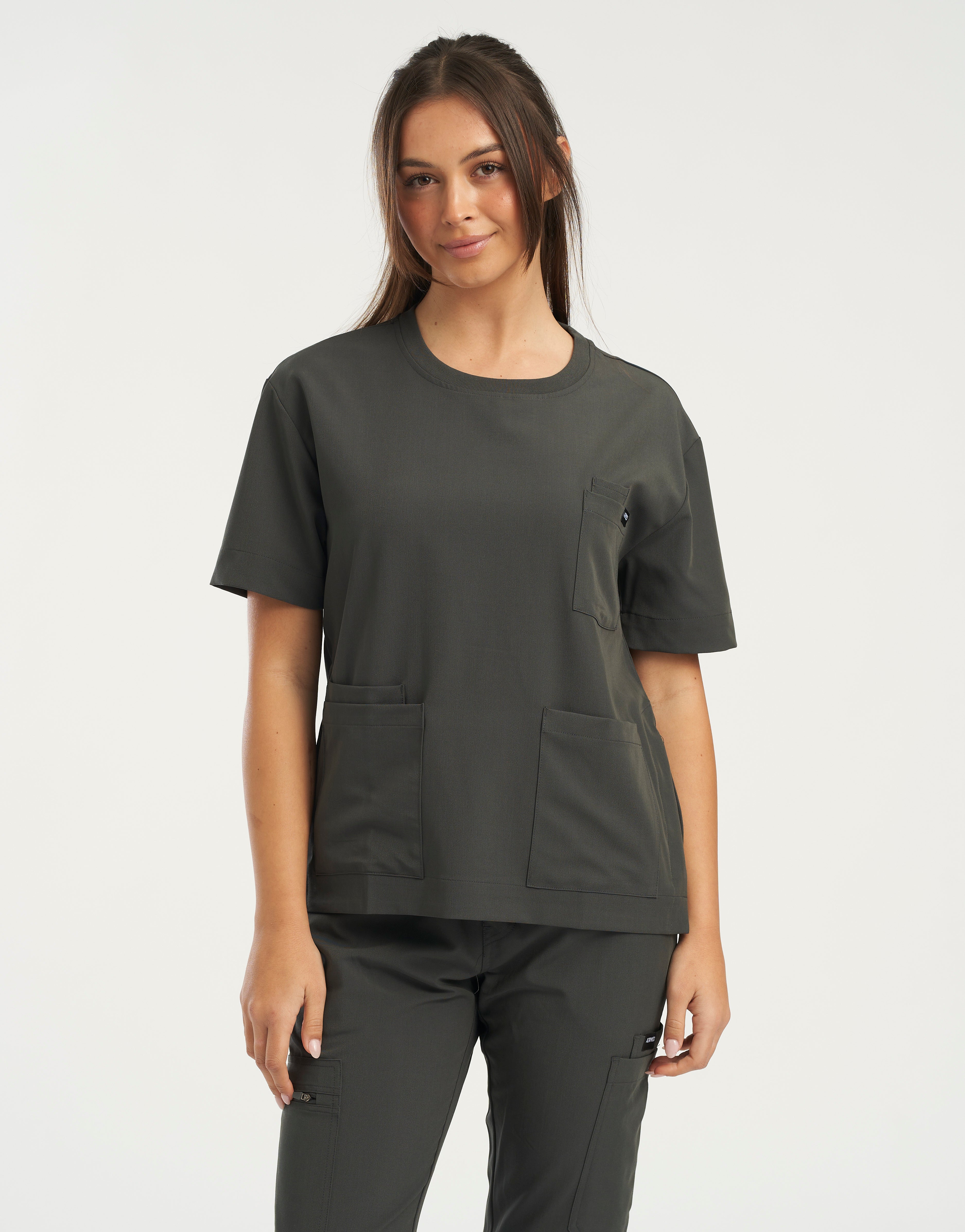 Essential Crewneck Scrub Top - Asphalt