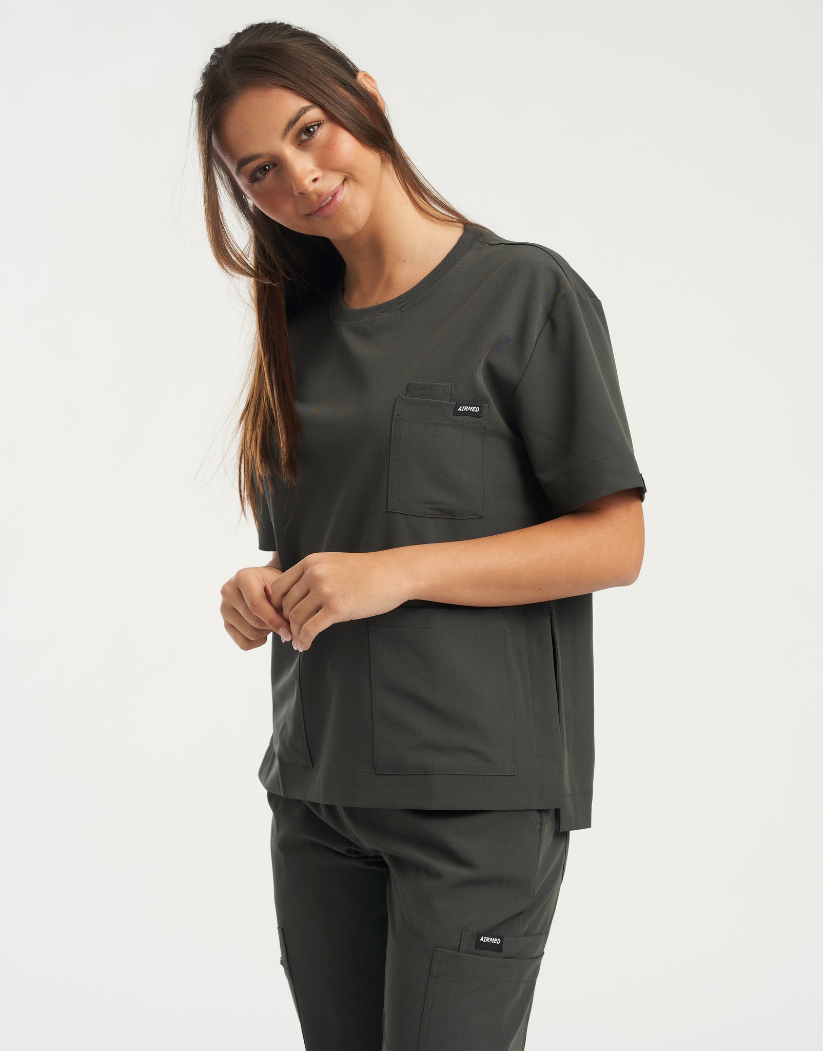 Essential Crewneck Scrub Top - Asphalt