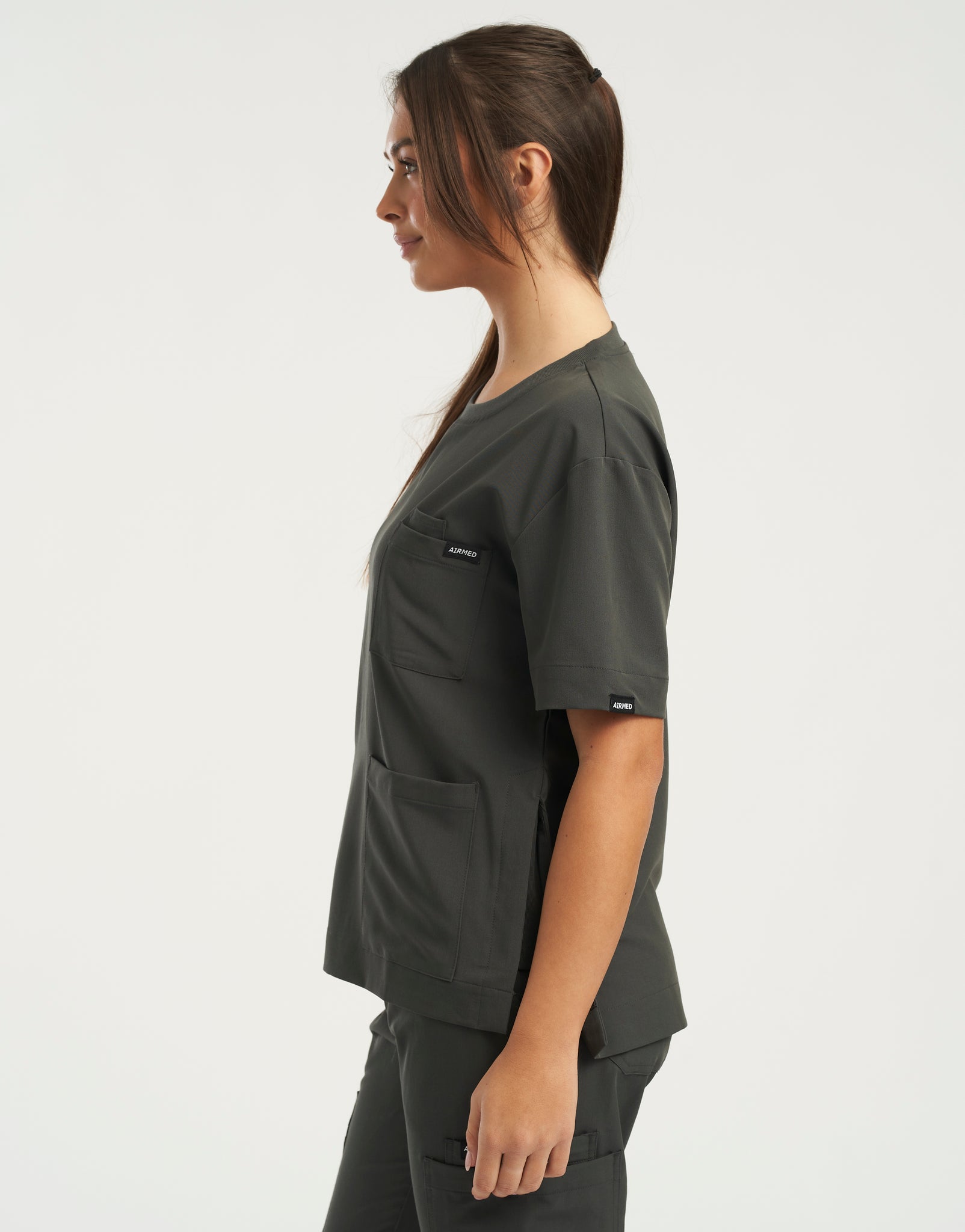 Essential Crewneck Scrub Top - Asphalt