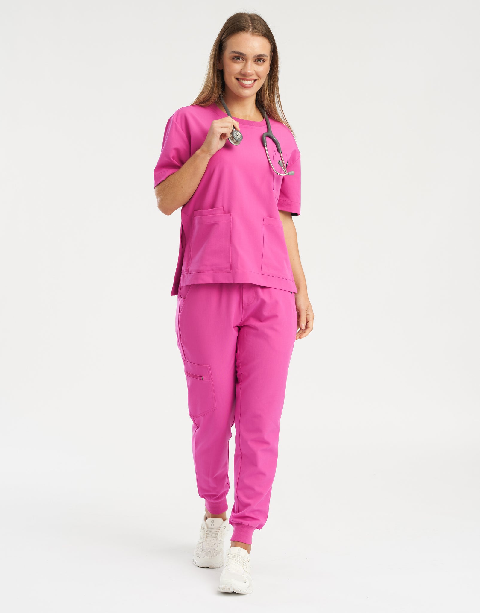 Essential Crewneck Scrub Top - Just Pink