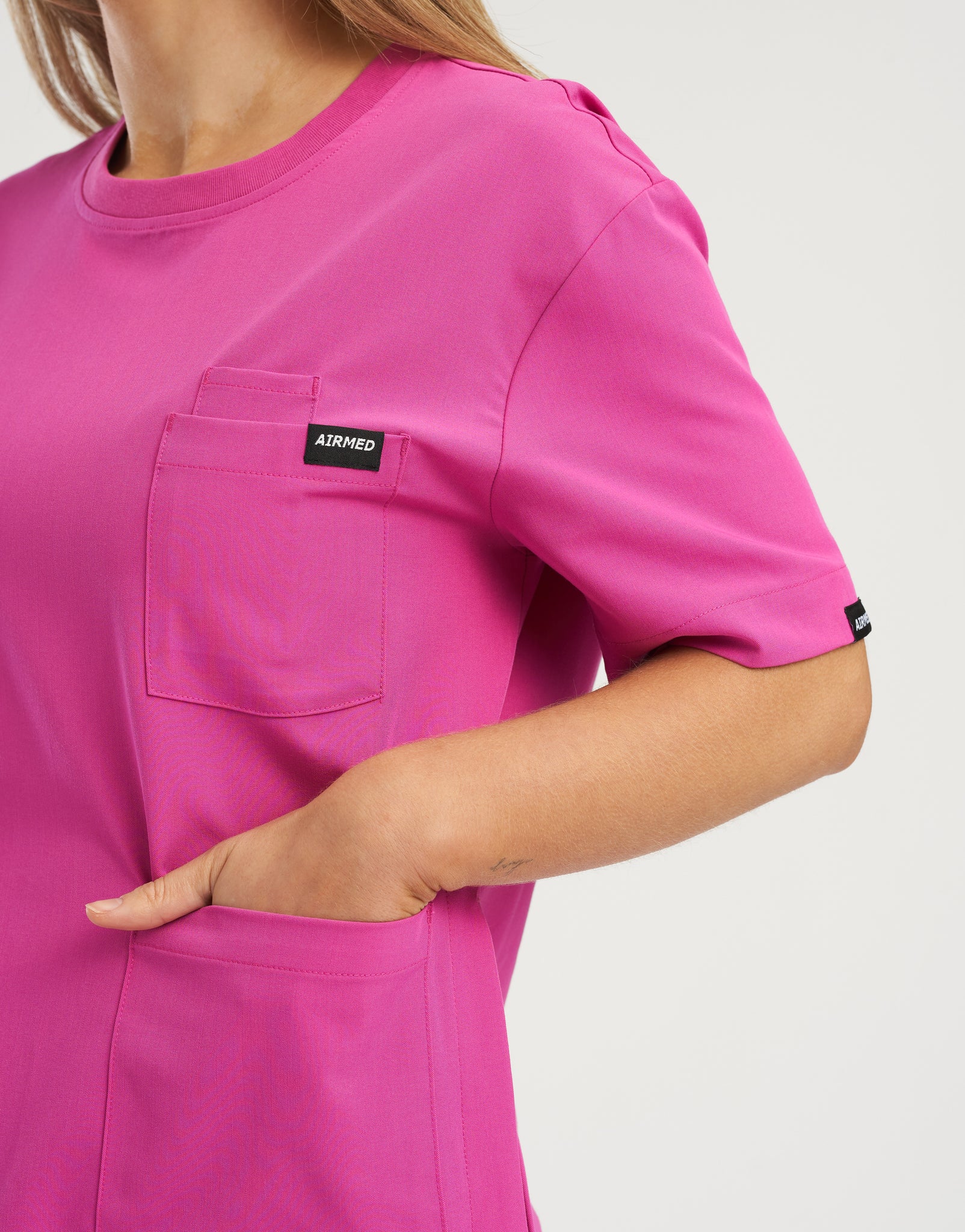 Essential Crewneck Scrub Top - Just Pink