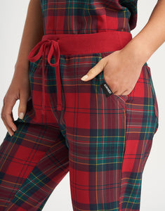 Essential Jogger Scrub Pants - Christmas Red Tartan