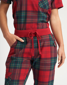 Essential Jogger Scrub Pants - Christmas Red Tartan