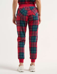 Essential Jogger Scrub Pants - Christmas Red Tartan