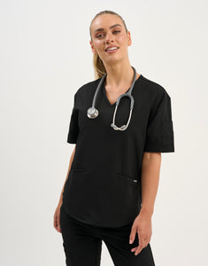 Aspire V Neck Scrub Top - Black