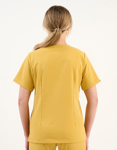 Essential One Pocket V Neck Scrub Top - Yellow Gold