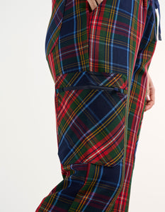 Essential Multi-Pocket Scrub Pants - Christmas Blue Tartan