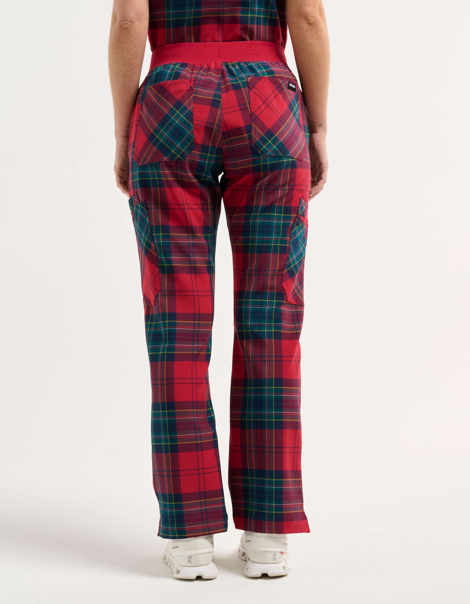 Essential Multi-Pocket Scrub Pants - Christmas Red Tartan