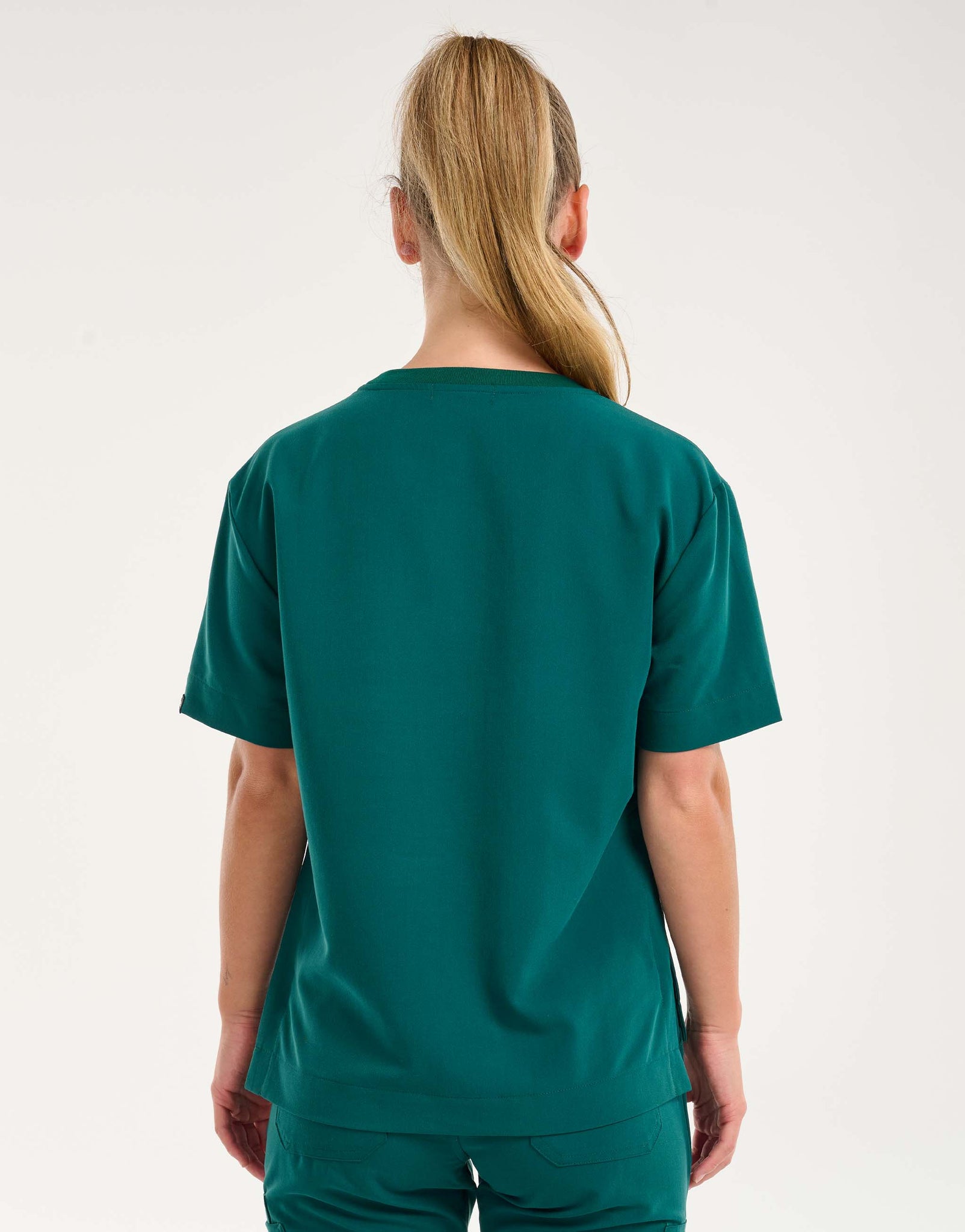 Essential Crewneck Scrub Top - Harbour Green