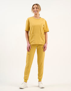 Essential Crewneck Scrub Top - Yellow Gold