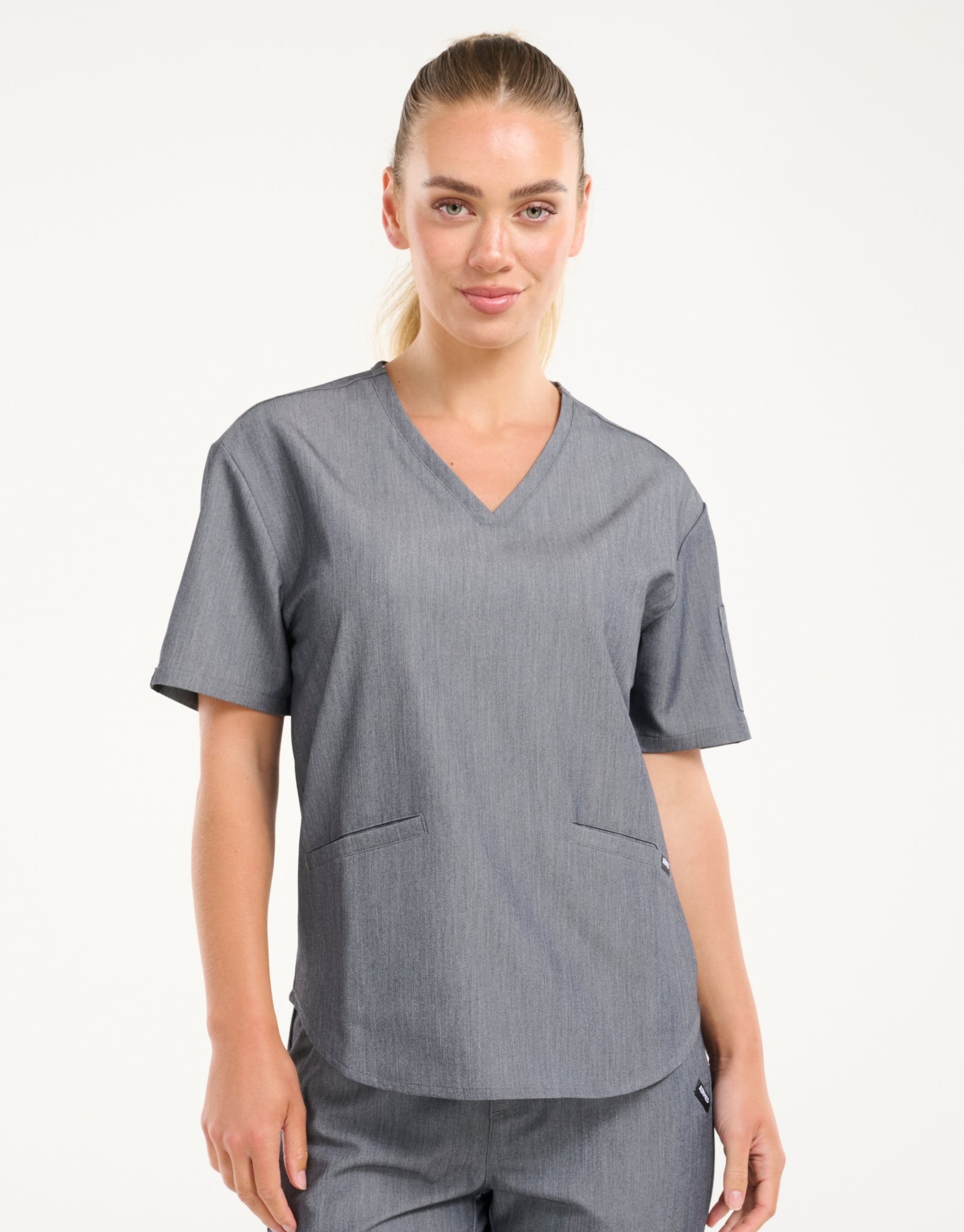 Aspire V Neck Scrub Top - Heather Grey