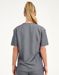 Aspire V Neck Scrub Top - Heather Grey