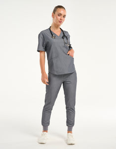 Aspire V Neck Scrub Top - Heather Grey