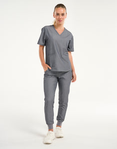 Aspire V Neck Scrub Top - Heather Grey