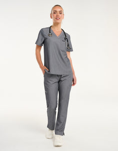 Essential Multi-Pocket Scrub Pants - Heather Grey